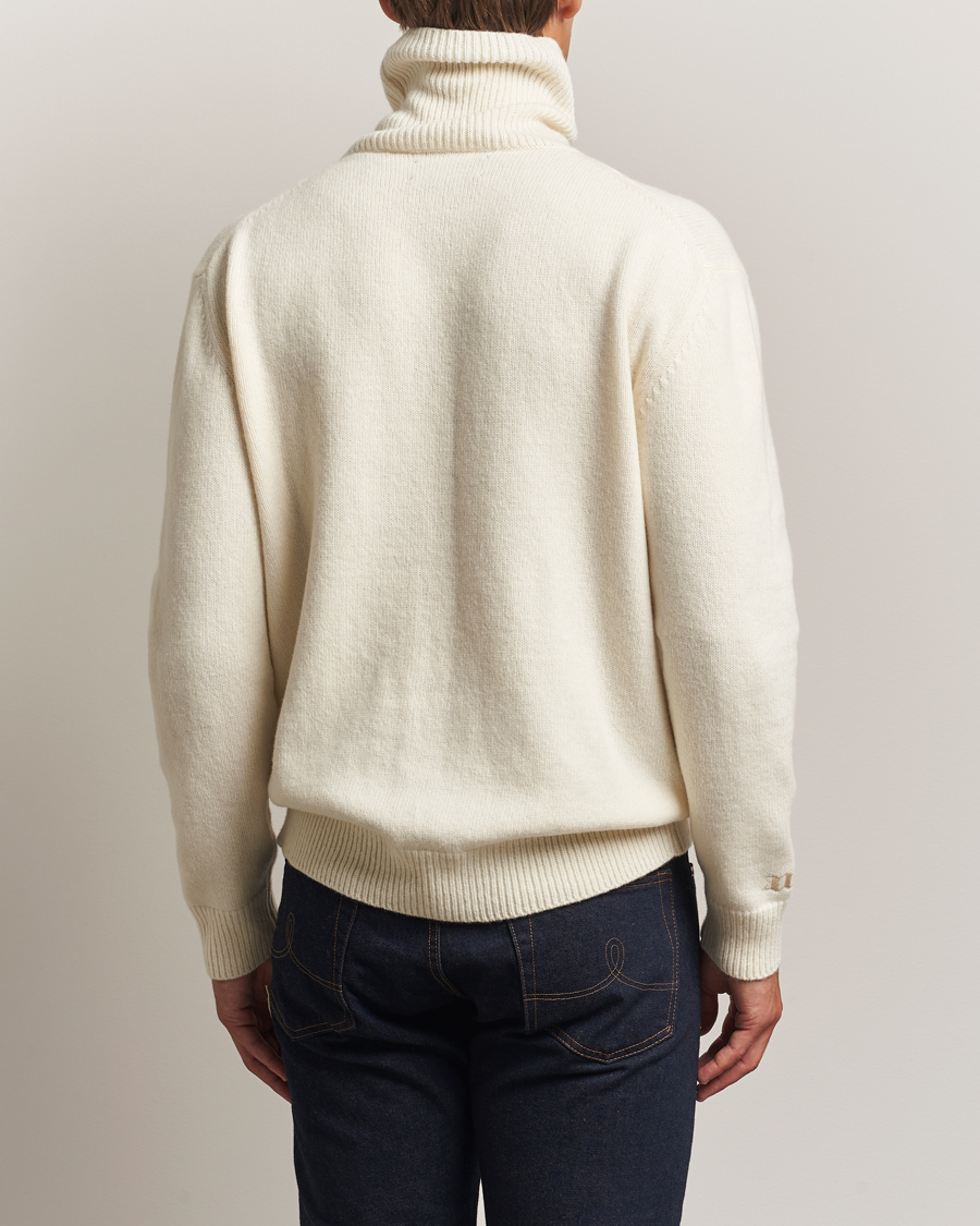 Herre | Gensere | Baracuta | Flag Logo Wool Turtleneck Antique White