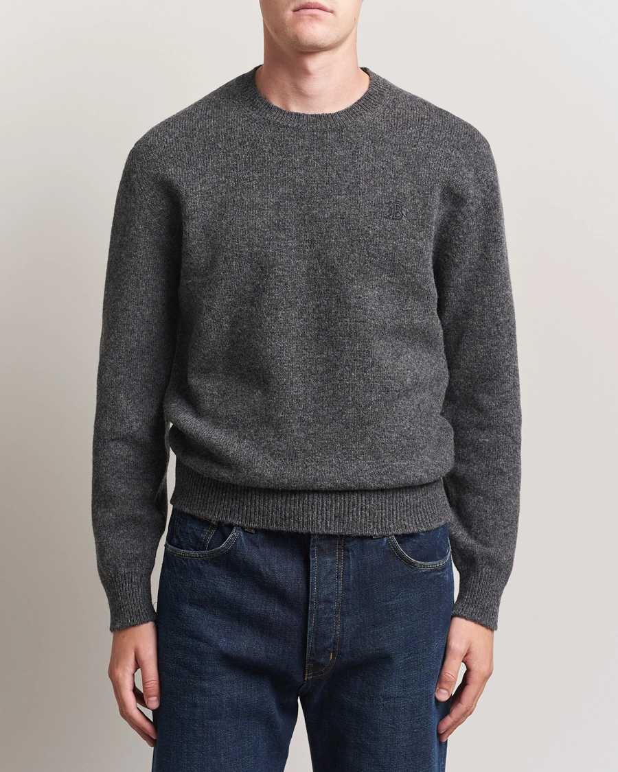 Herre | Gensere | Baracuta | Shetland Virgin Wool Crew Neck Mid Grey