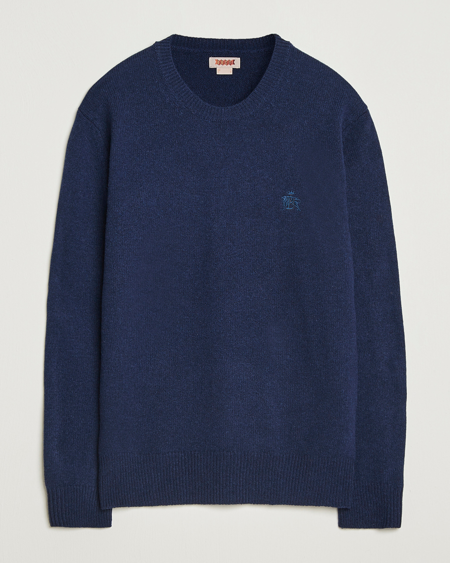 Herre | Gensere | Baracuta | Shetland Virgin Wool Crew Neck Navy