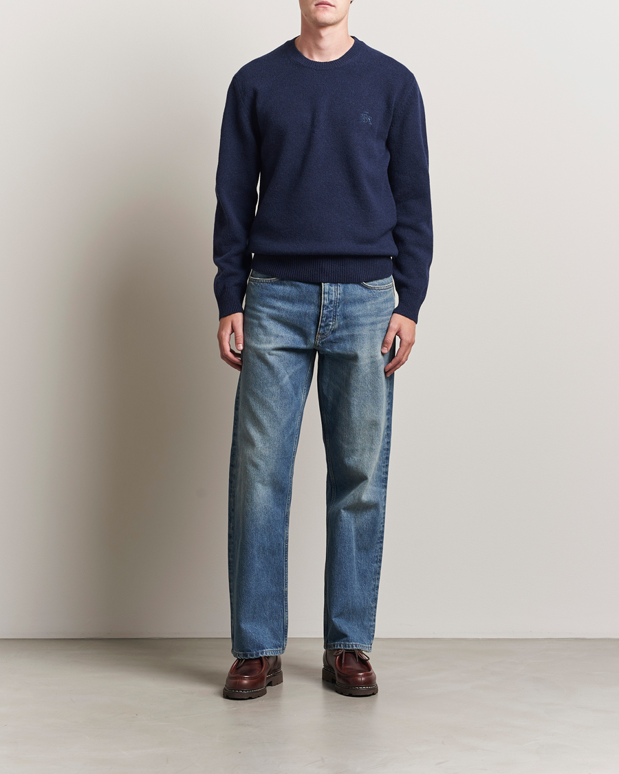Herre | Gensere | Baracuta | Shetland Virgin Wool Crew Neck Navy