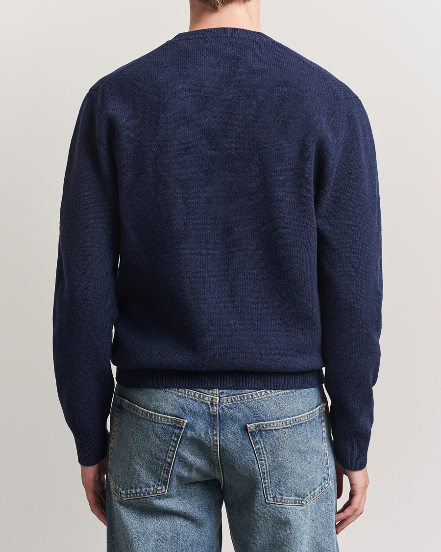 Herre | Gensere | Baracuta | Shetland Virgin Wool Crew Neck Navy