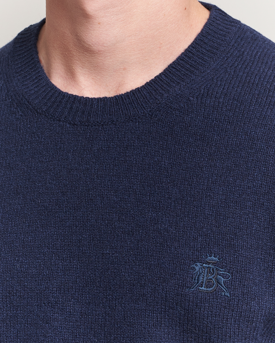 Herre | Gensere | Baracuta | Shetland Virgin Wool Crew Neck Navy