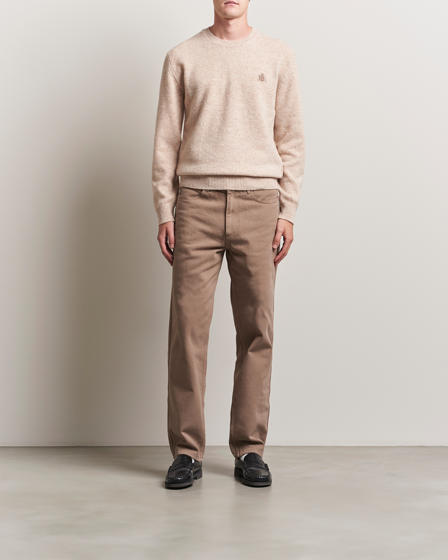 Herre | Gensere | Baracuta | Shetland Virgin Wool Crew Neck Antique White