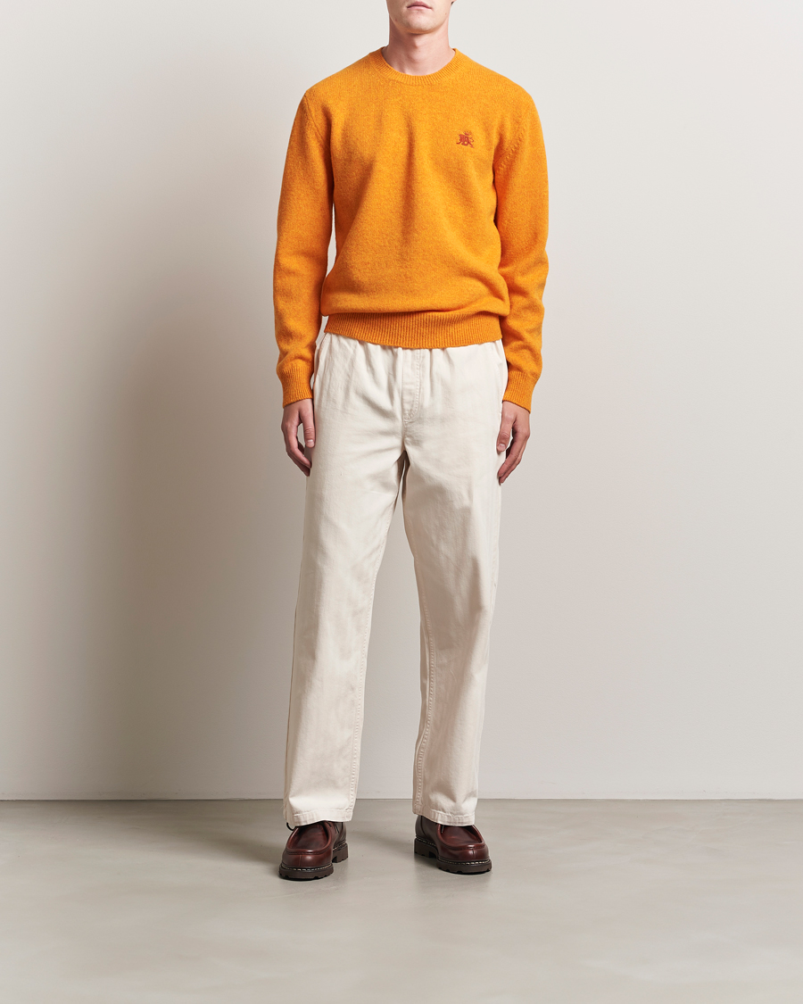 Herre | Gensere | Baracuta | Shetland Virgin Wool Crew Neck Orange