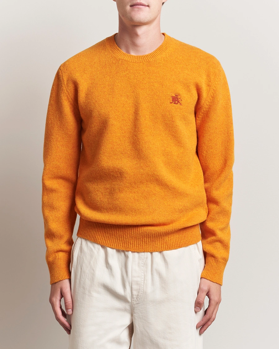 Herre | Gensere | Baracuta | Shetland Virgin Wool Crew Neck Orange