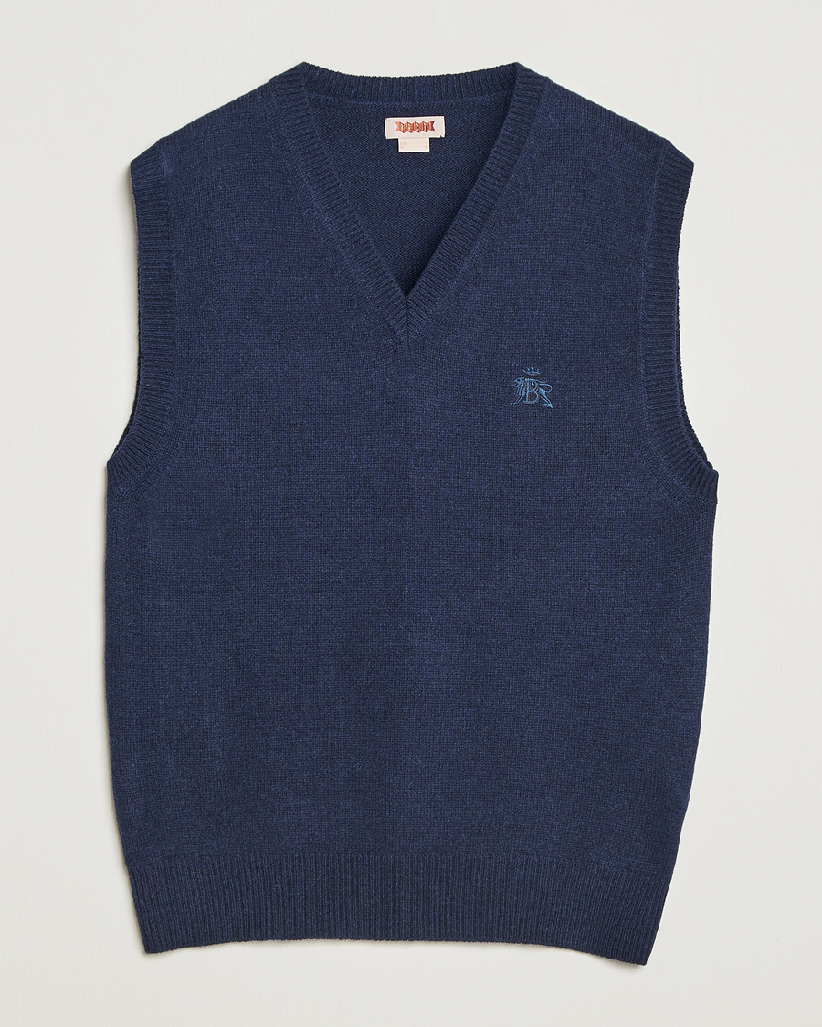 Herre | Gensere | Baracuta | Shetland Virgin Wool Vest Navy