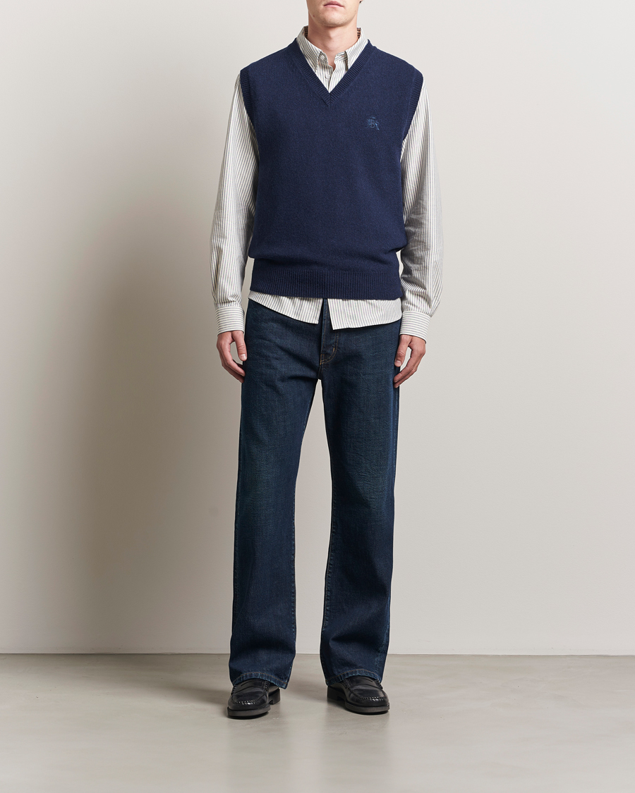 Herre | Gensere | Baracuta | Shetland Virgin Wool Vest Navy