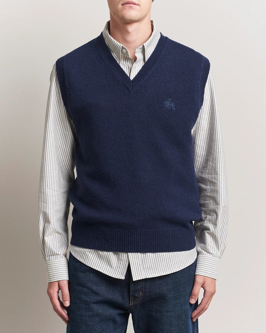Herre | Gensere | Baracuta | Shetland Virgin Wool Vest Navy