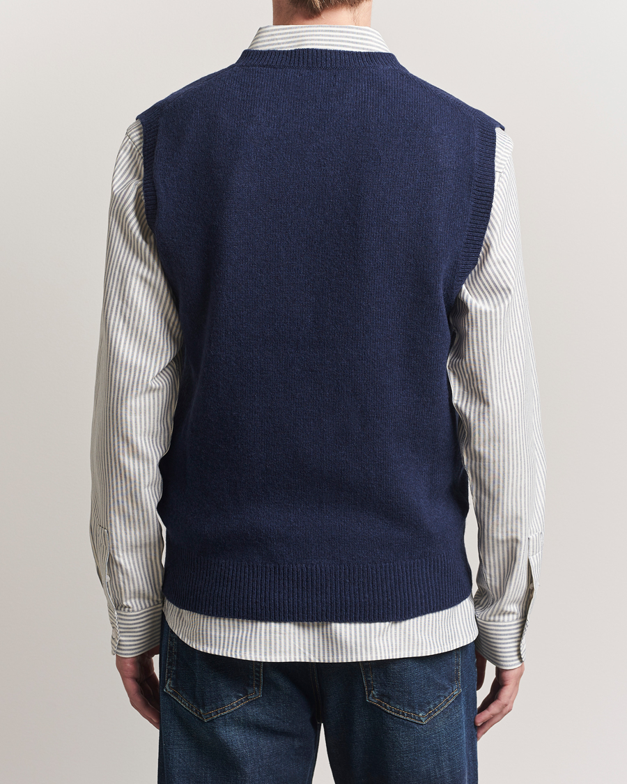 Herre | Gensere | Baracuta | Shetland Virgin Wool Vest Navy