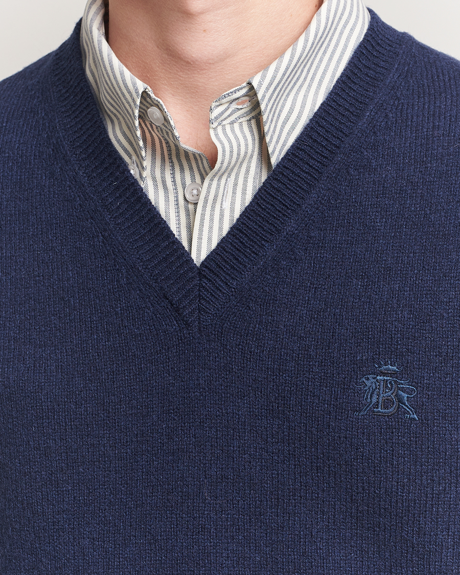 Herre | Gensere | Baracuta | Shetland Virgin Wool Vest Navy