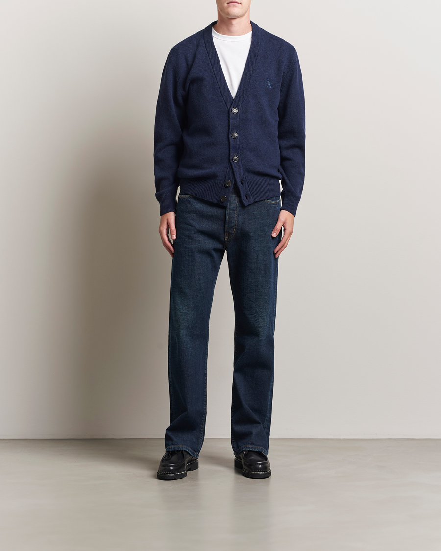 Herre | Gensere | Baracuta | Shetland Virgin Wool Cardigan Navy
