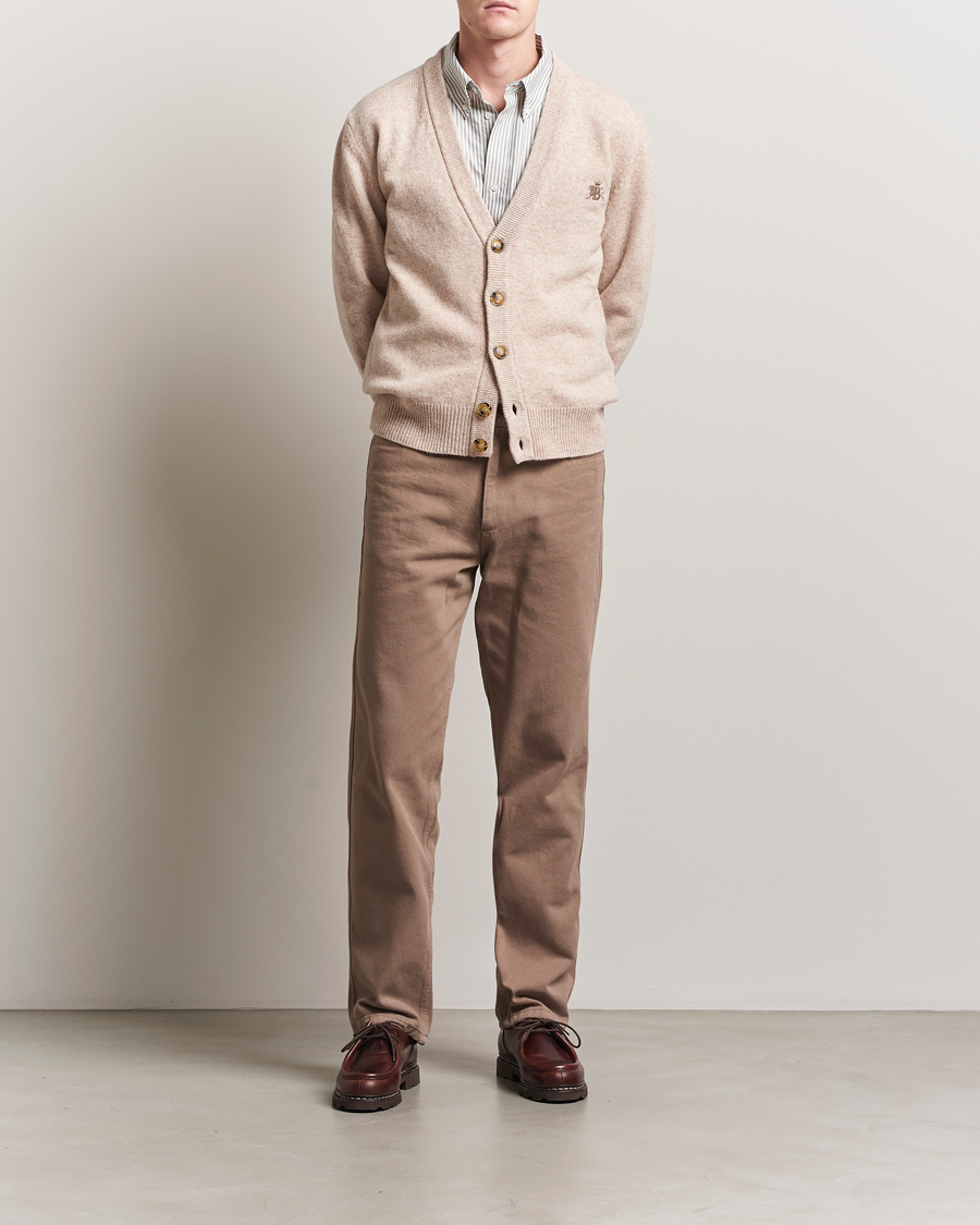 Herre | Gensere | Baracuta | Shetland Virgin Wool Cardigan Antique White