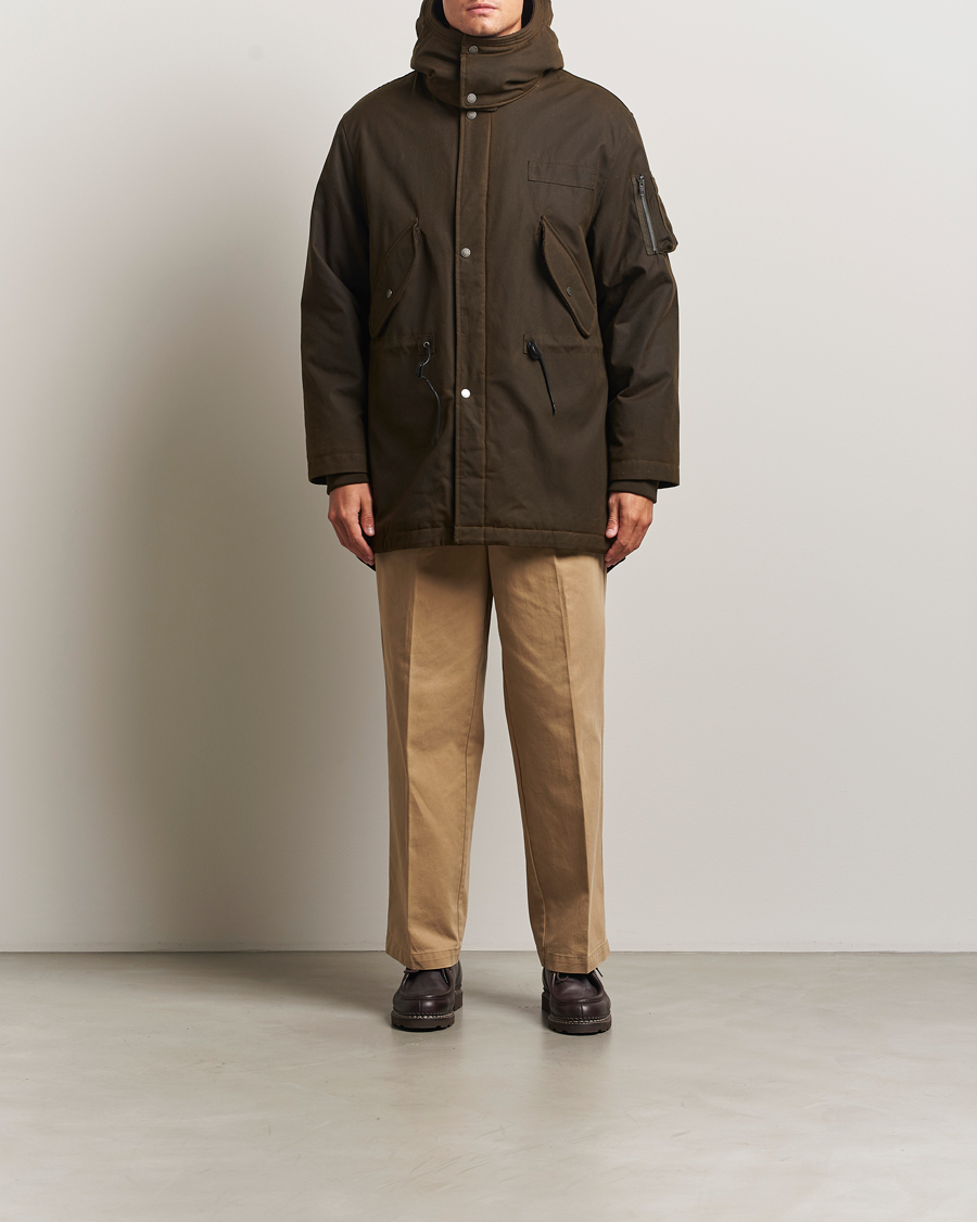 Herre | Jakker | Baracuta | Waxed Sherling Lined Parka Deep Moss