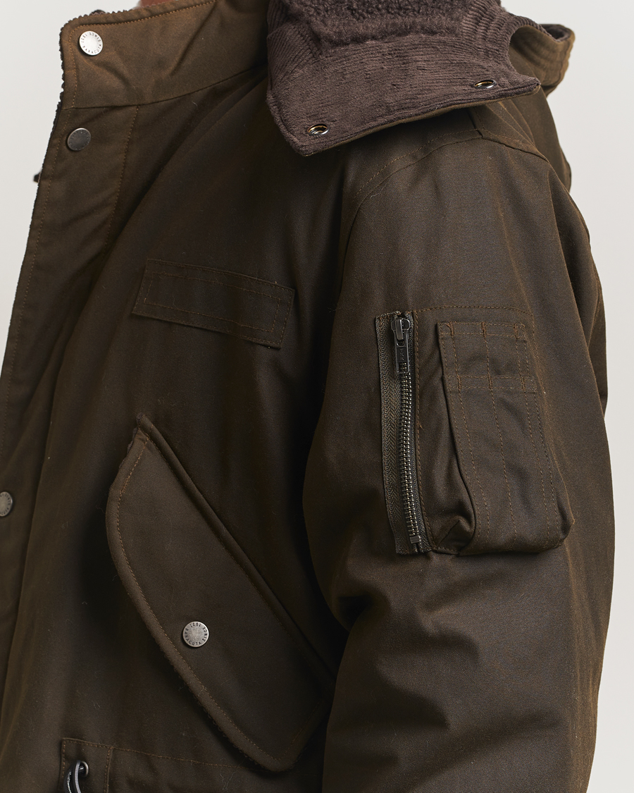 Herre | Jakker | Baracuta | Waxed Sherling Lined Parka Deep Moss