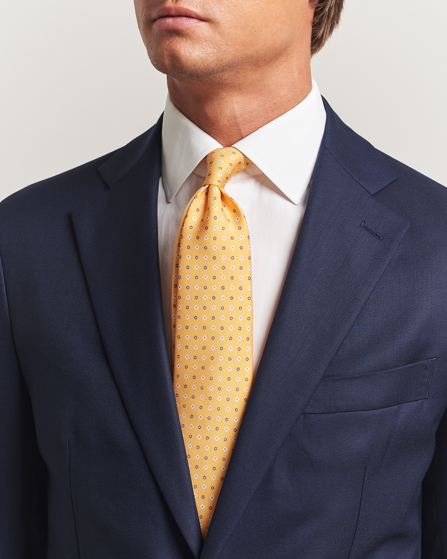 Herre | Slips | E. Marinella | 3-Fold Printed Silk Tie Yellow