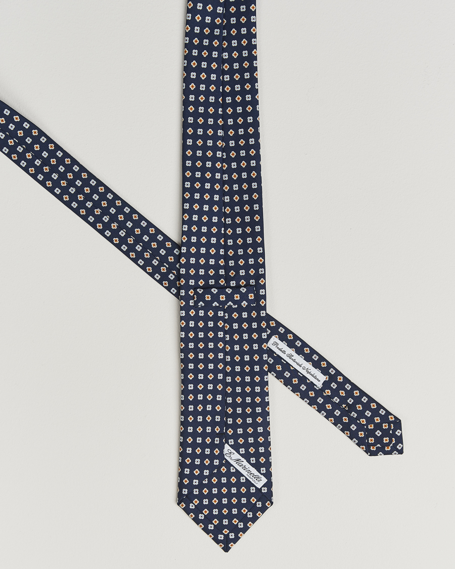 Herre | Slips | E. Marinella | 3-Fold Printed Silk Tie Navy