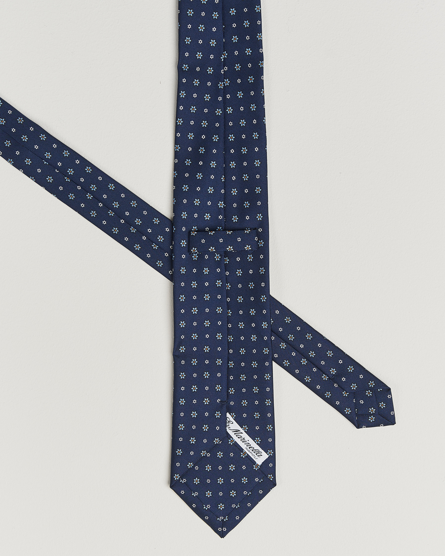 Herre | Slips | E. Marinella | 3-Fold Printed Silk Tie Navy