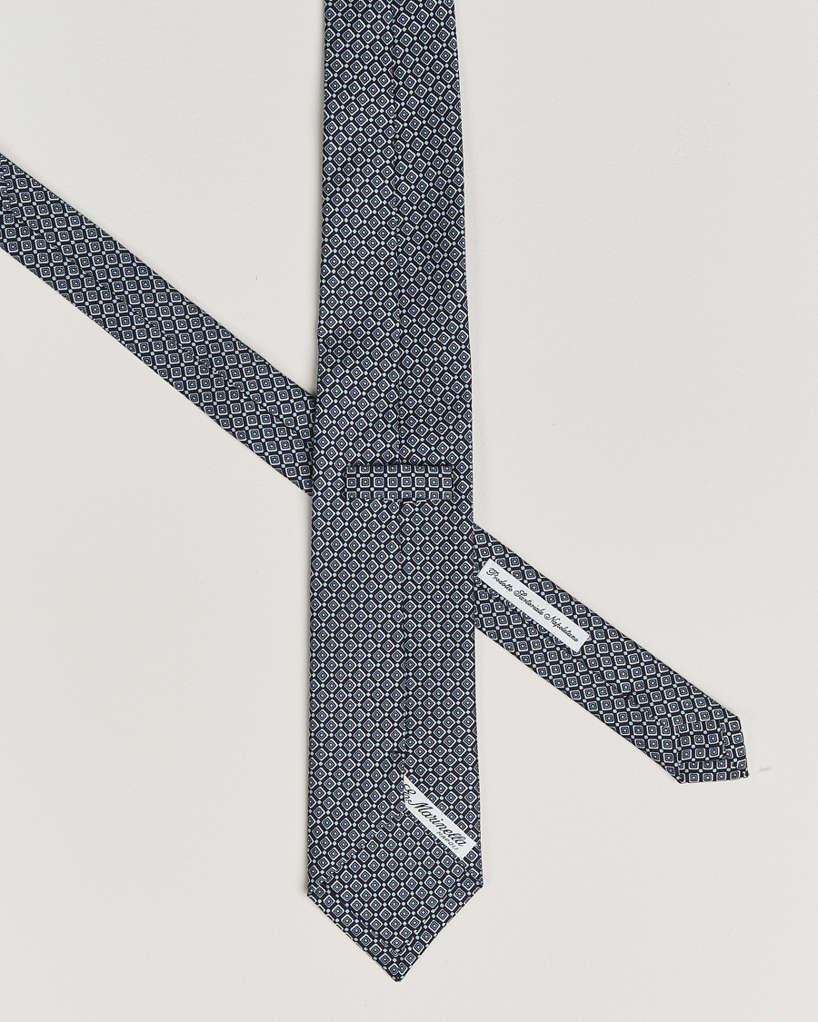 Herre | Slips | E. Marinella | 3-Fold Printed Silk Tie Navy