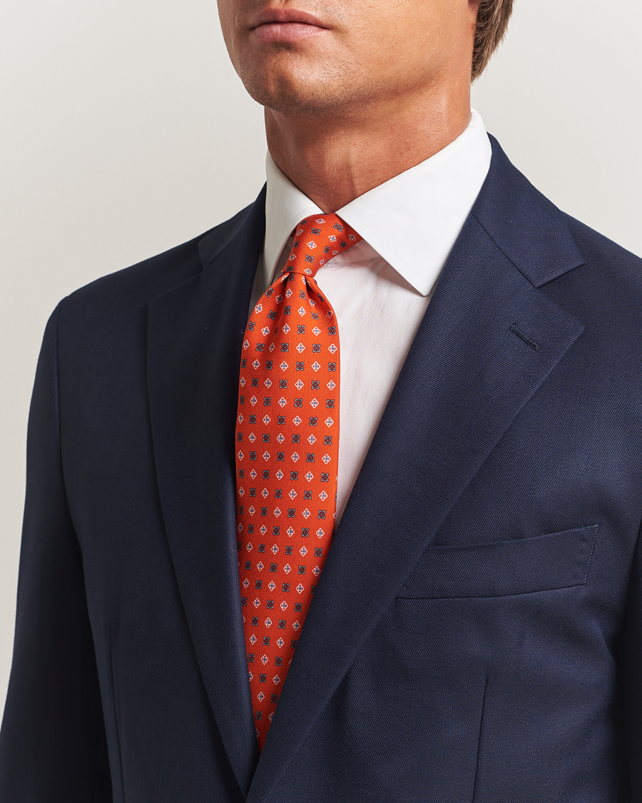 Herre | Slips | E. Marinella | 3-Fold Printed Silk Tie Red