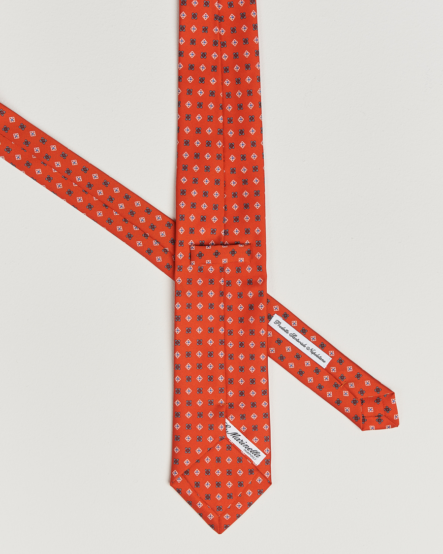 Herre | Slips | E. Marinella | 3-Fold Printed Silk Tie Red