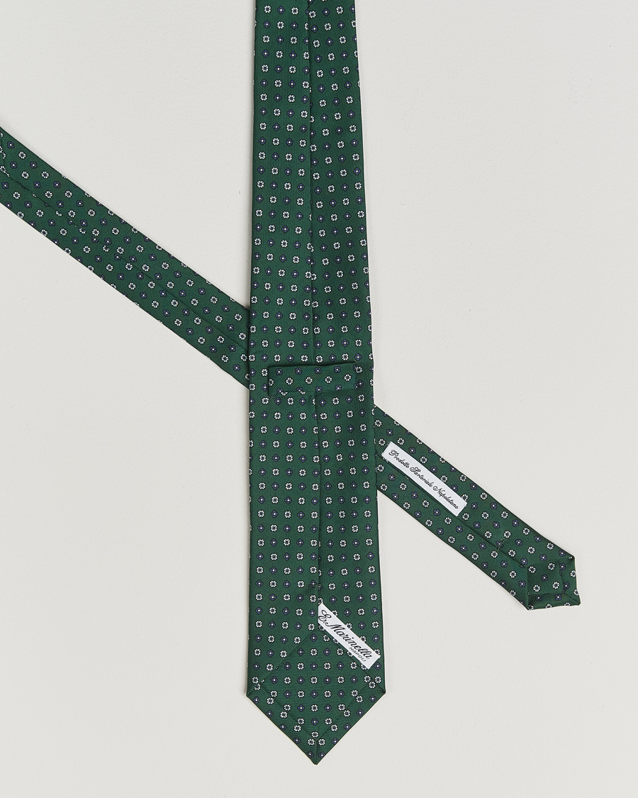 Herre | Slips | E. Marinella | 3-Fold Printed Silk Tie Dark Green