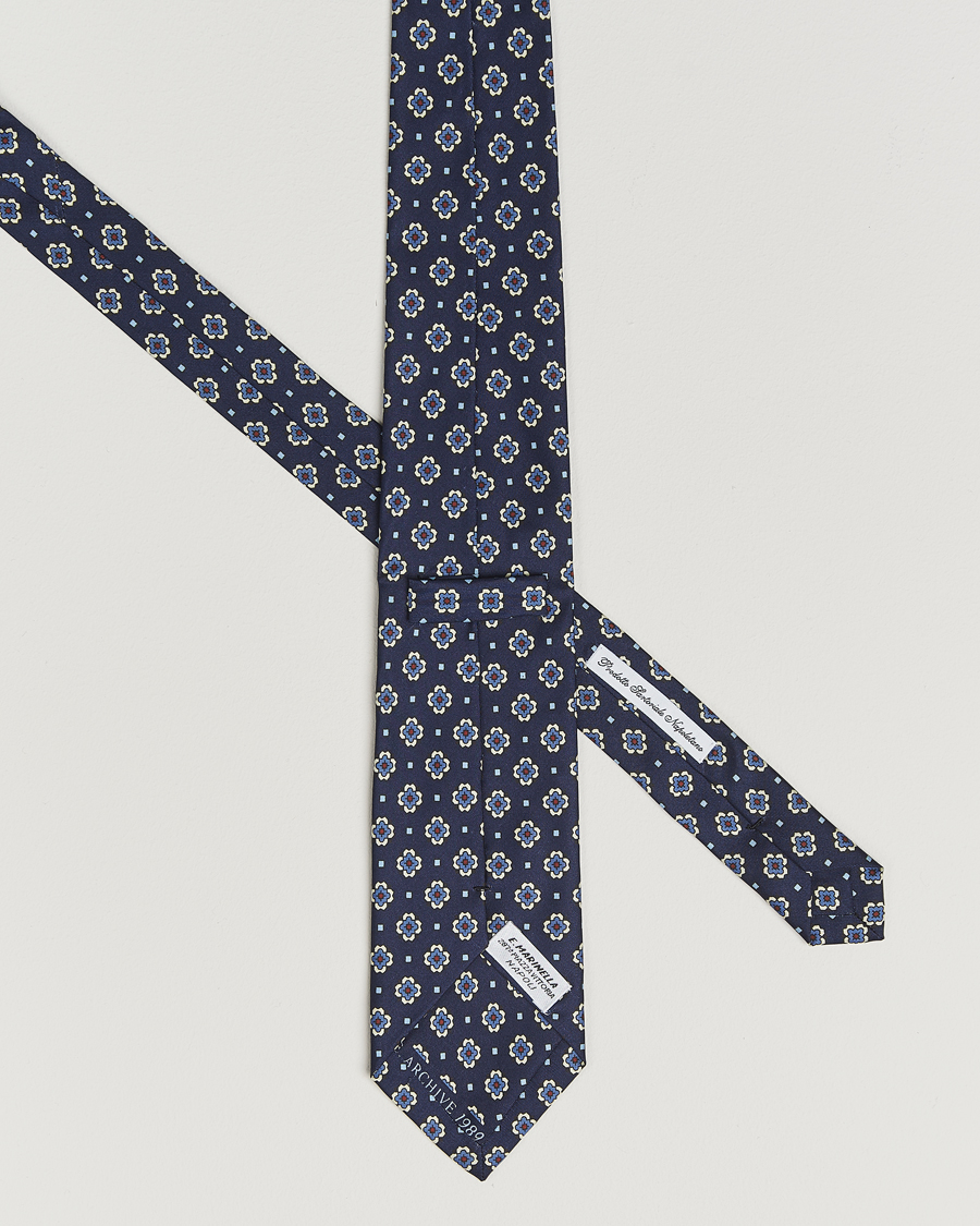 Herre | Slips | E. Marinella | Archivio 3-Fold Printed Silk Tie Navy