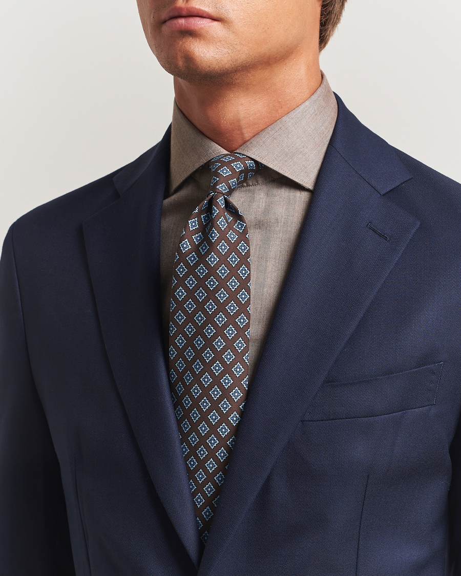 Herre | Slips | E. Marinella | Archivio 3-Fold Printed Silk Tie Brown