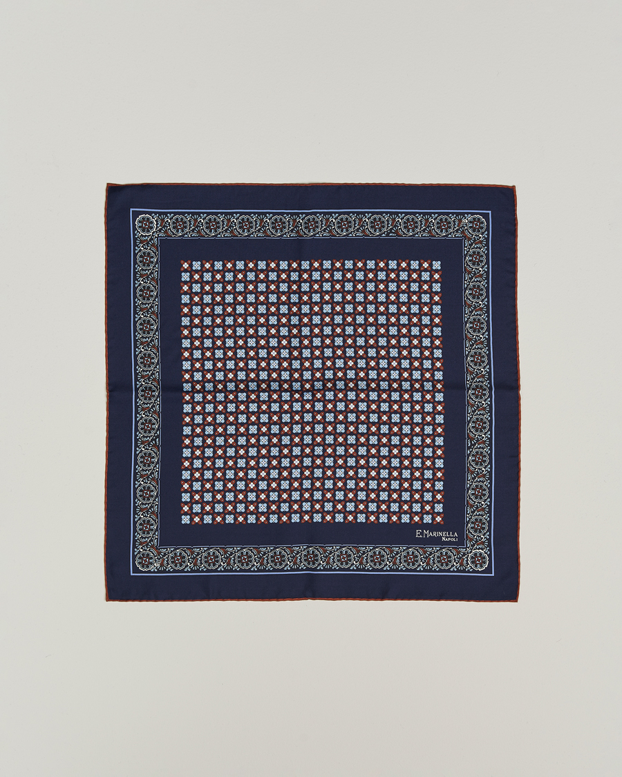 Herre | Lommetørklær | E. Marinella | Silk Pocket Square Navy