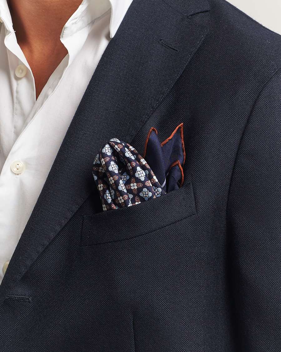 Herre | Lommetørklær | E. Marinella | Silk Pocket Square Navy