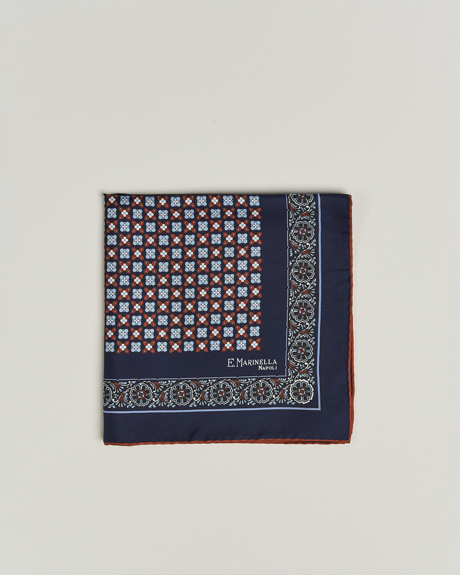 Herre | Lommetørklær | E. Marinella | Silk Pocket Square Navy