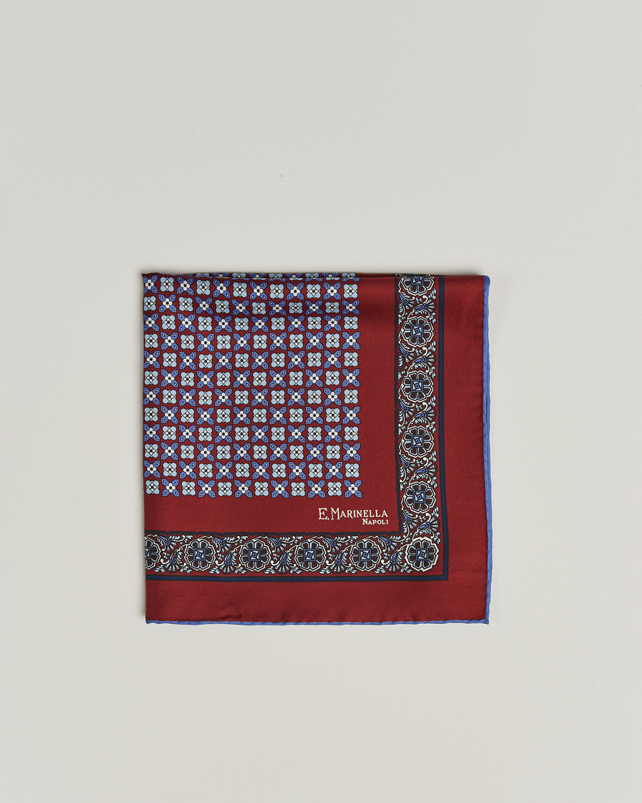 Herre | Lommetørklær | E. Marinella | Silk Pocket Square Burgundy