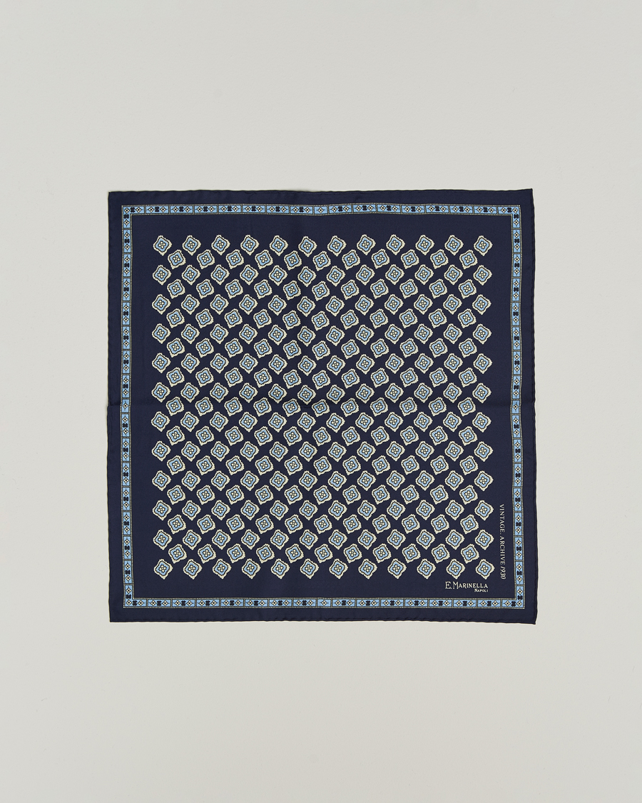 Herre | Lommetørklær | E. Marinella | Archivio Silk Pocket Square Navy