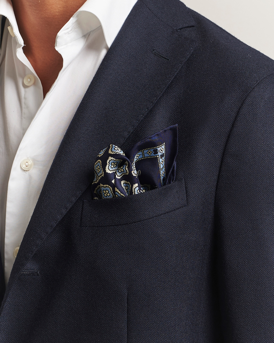 Herre | Lommetørklær | E. Marinella | Archivio Silk Pocket Square Navy