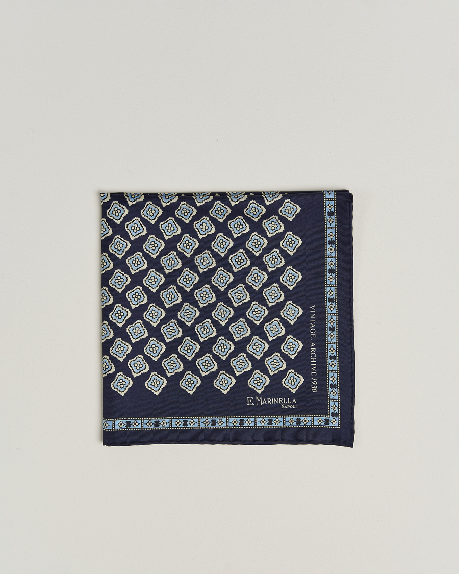 Herre | Lommetørklær | E. Marinella | Archivio Silk Pocket Square Navy