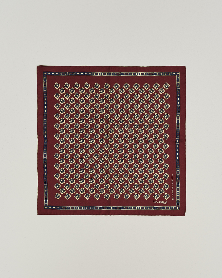 Herre | Lommetørklær | E. Marinella | Archivio Silk Pocket Square Burgundy