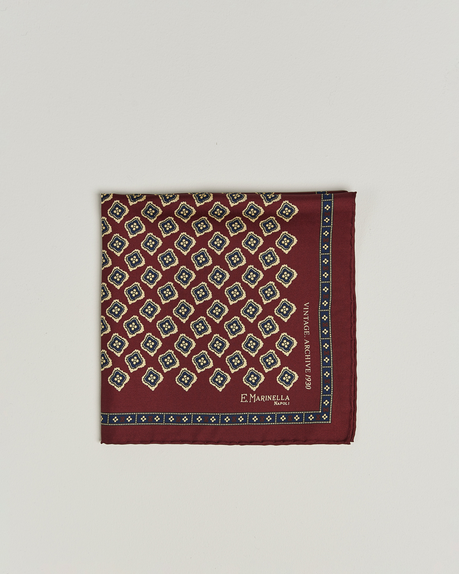 Herre | Lommetørklær | E. Marinella | Archivio Silk Pocket Square Burgundy