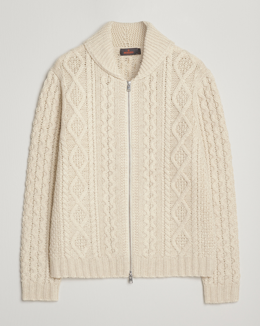 Herre | Gensere | Morris | Cornwall Cable Full Zip Jacket OfF White