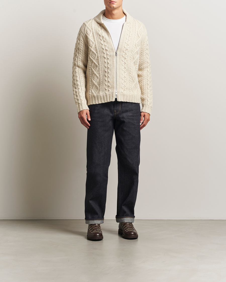Herre | Gensere | Morris | Cornwall Cable Full Zip Jacket OfF White