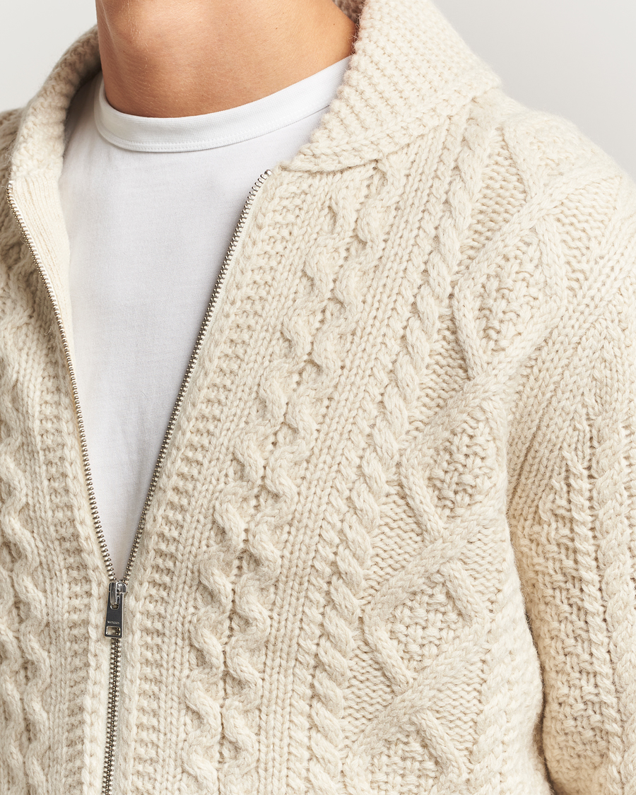 Herre | Gensere | Morris | Cornwall Cable Full Zip Jacket OfF White