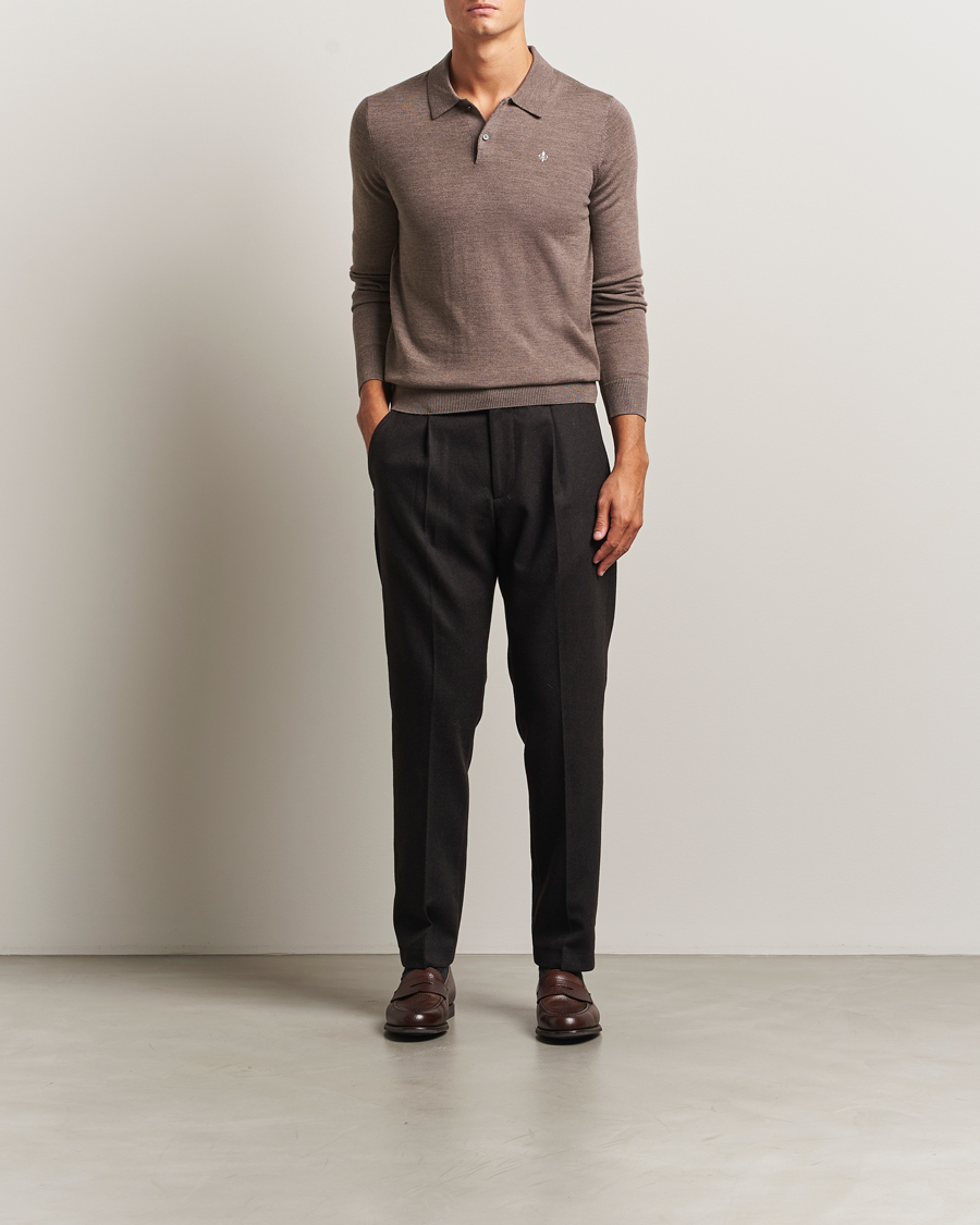 Herre | Gensere | Morris | Merino Polo Knit Brown