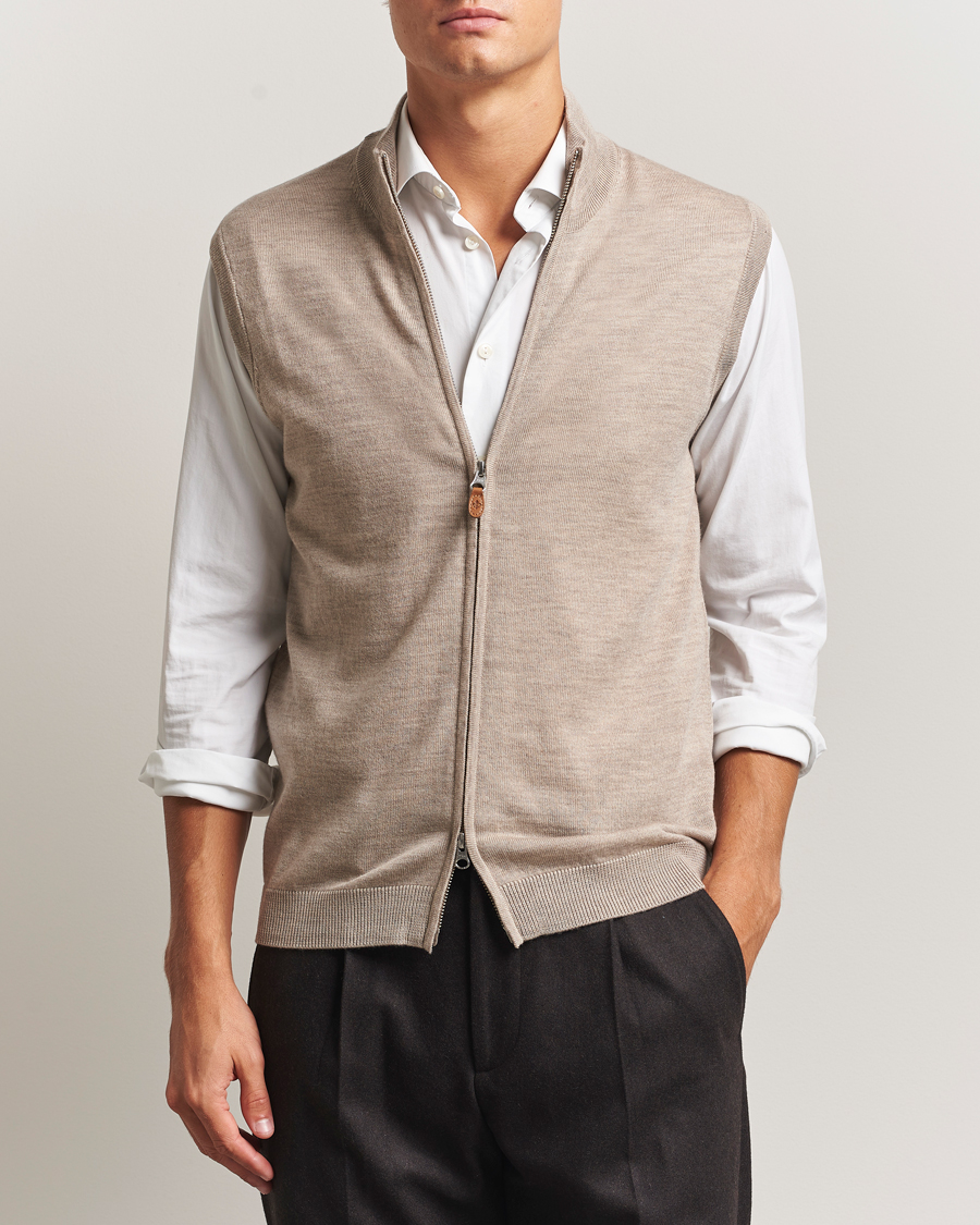 Herre | Gensere | Morris | Merino Zip Vest Khaki