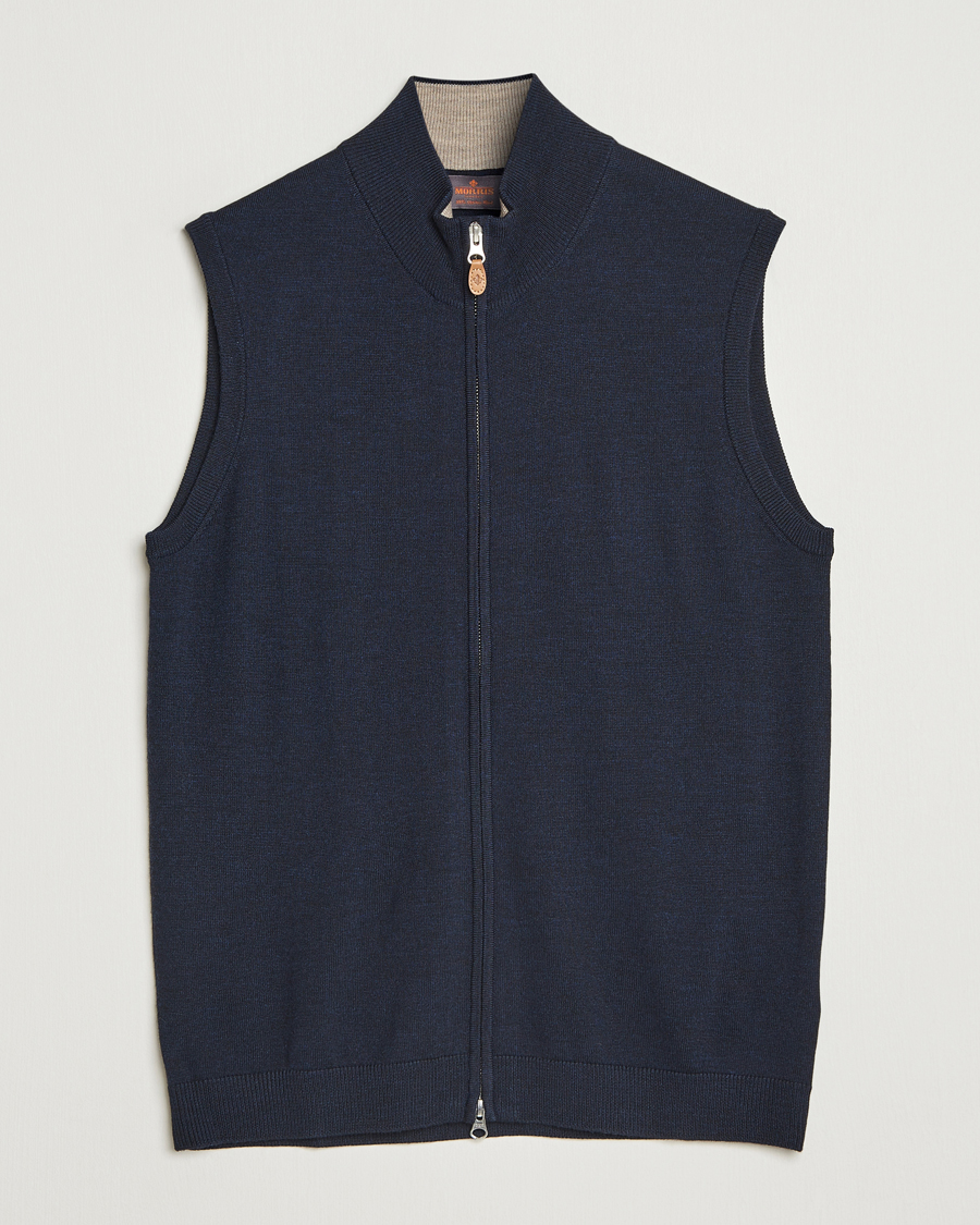 Herre | Gensere | Morris | Merino Zip Vest Navy
