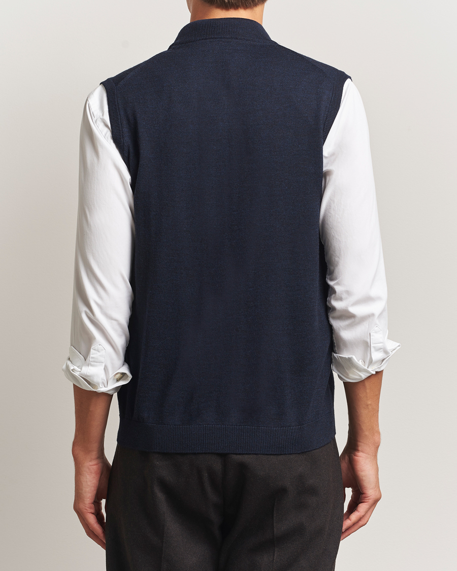 Herre | Gensere | Morris | Merino Zip Vest Navy