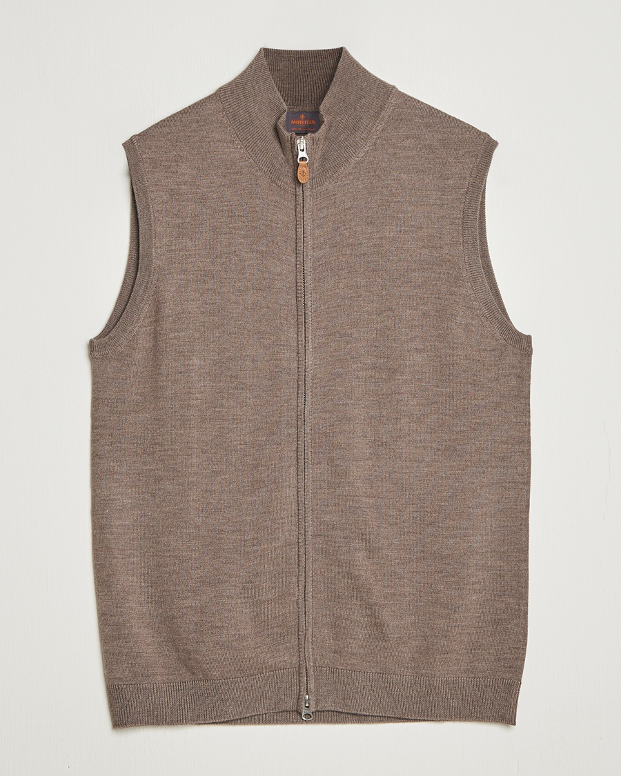 Herre | Gensere | Morris | Merino Zip Vest Brown