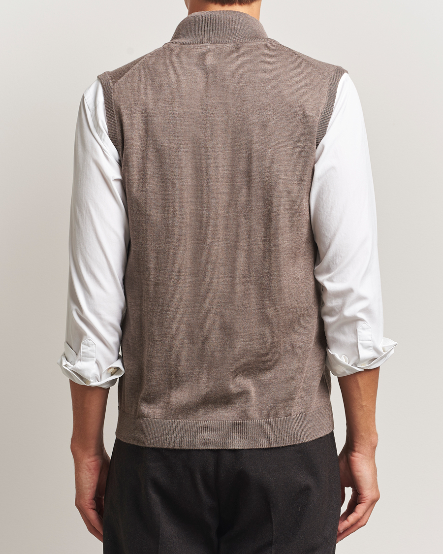 Herre | Gensere | Morris | Merino Zip Vest Brown