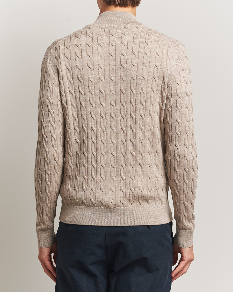 Herre | Gensere | Morris | Merino Cable Zip Cardigan Khaki
