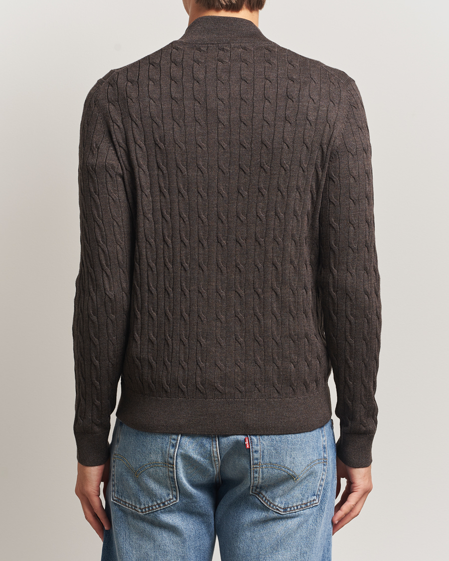 Herre | Gensere | Morris | Merino Cable Zip Cardigan Brown