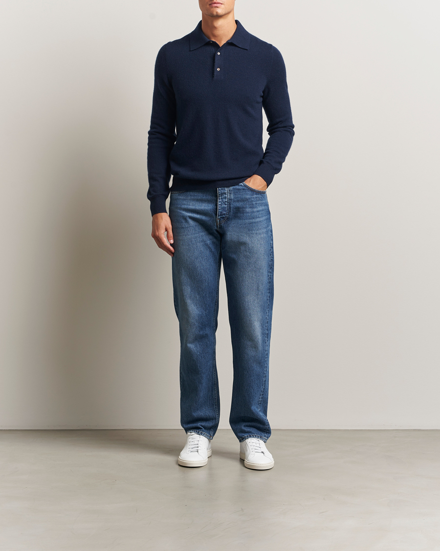 Herre | Gensere | Morris | Cashmere Polo Neck Navy
