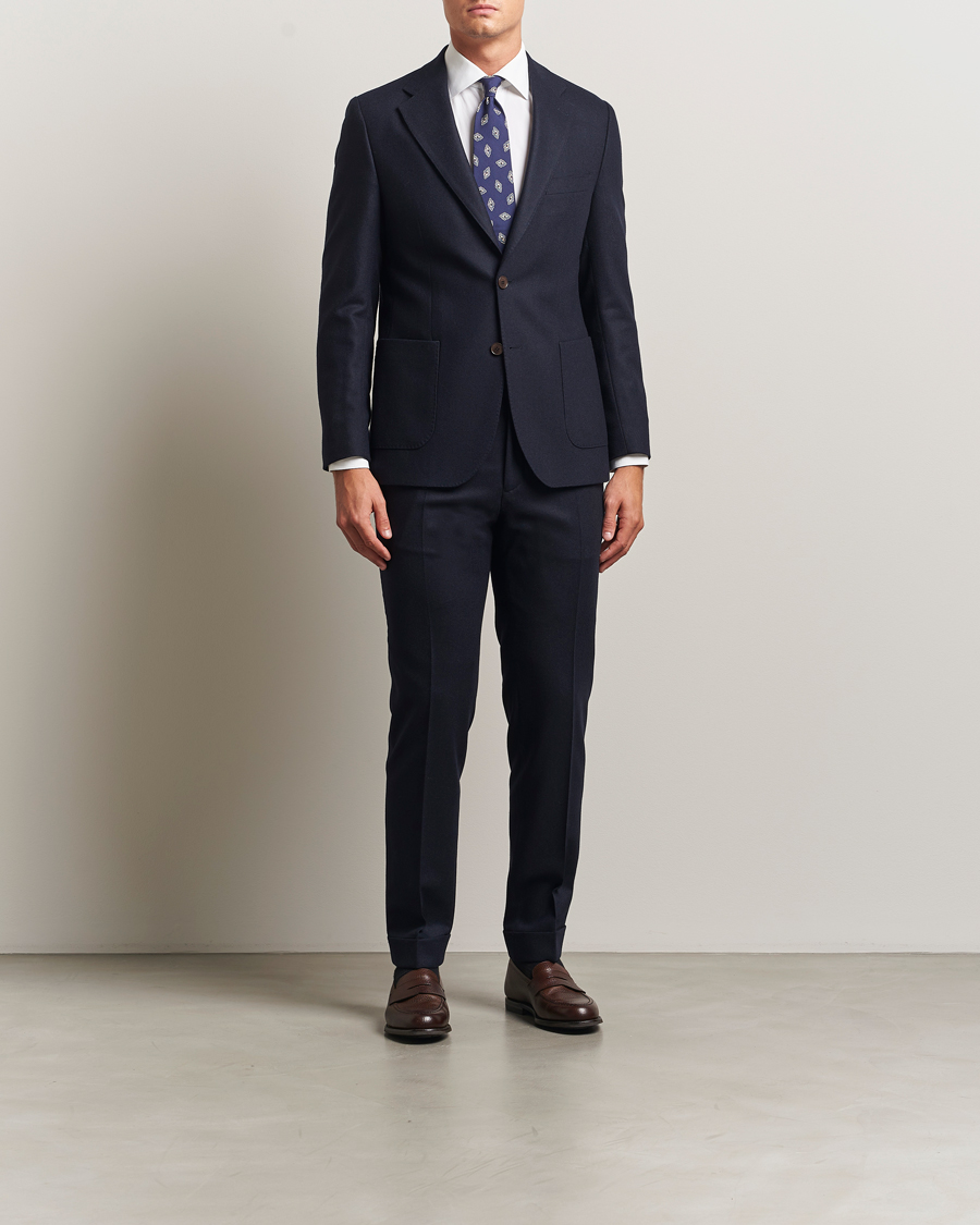Herre | Dressjakker | Morris | Flannel Wool Blazer Navy
