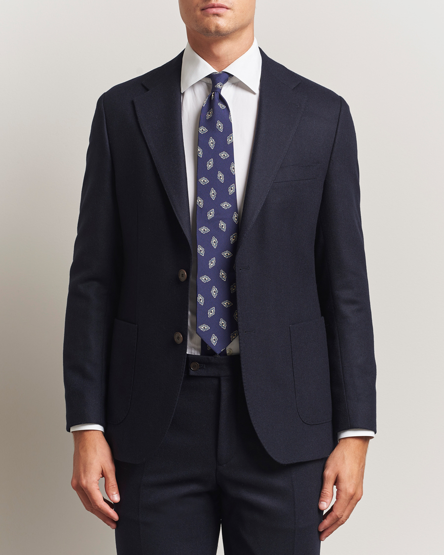 Herre | Dressjakker | Morris | Flannel Wool Blazer Navy